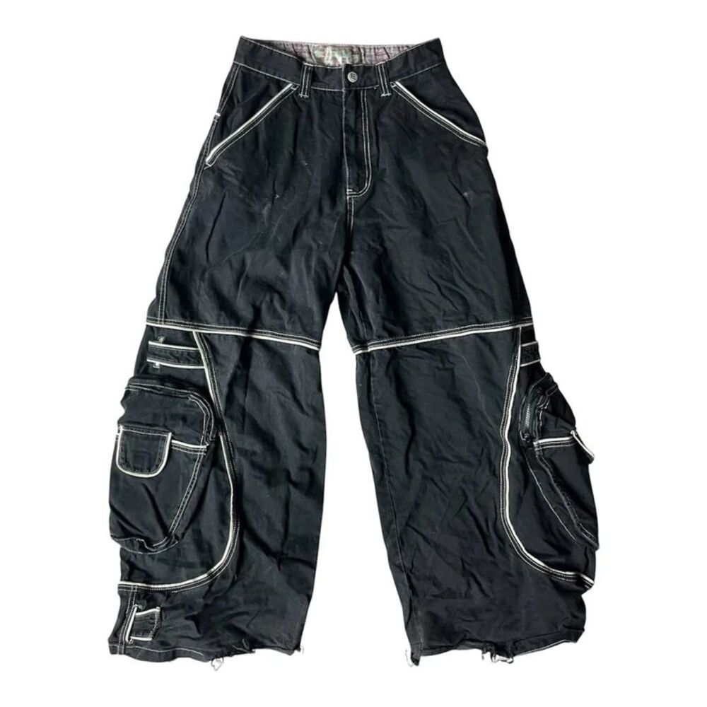 Vintage 90s Macgear Wide Leg Baggy Cargo Black & White Rave Pants 29w / 30